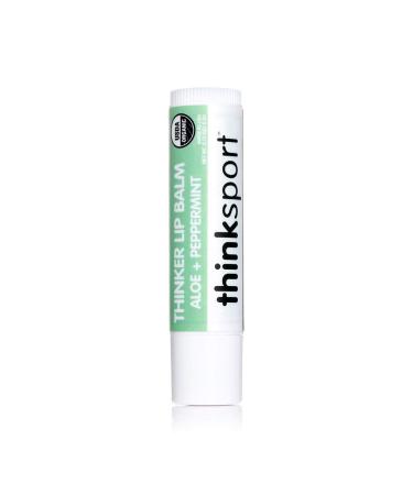 Thinksport Thinker Lip Balm with Aloe | Certified Organic  Moisturizing & Conditioning  Eco-Friendly - Peppermint  0.15oz