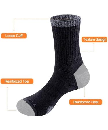 YUEDGE Men's Moisture-Wicking Hiking Socks - Cushioned Mid Calf - Size 6-13 - Black (New Model) - Buy Online on GoSupps.com