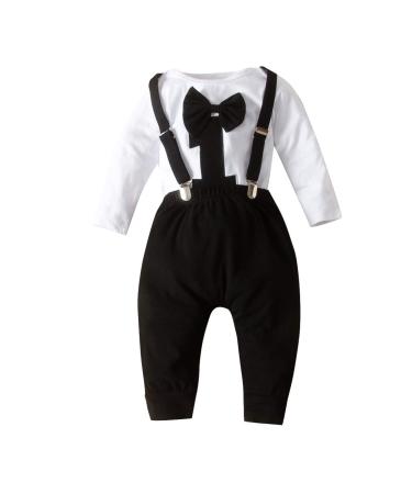 Haokaini Baby Boy First Birthday Clothes Boy Bow Tie Romper Bodysuit Cake Smash Outfits Black 3-9 Months - Buy Online on GoSupps.com