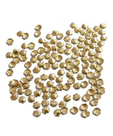 Jiklophg 50 Pieces Mini Alloy Shell Beads for Nail Art Decoration Craft - Golden 2 mm