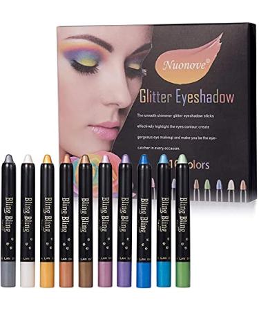 Nuonove Eyeshadow Stick Waterproof Eyeshadow Eyeshadow Glitter Eyeshadow Pencil Ultra Pigmented Makeup Eye Shadow Powder Long Lasting Eye Shadow Pen Set 10 Colors