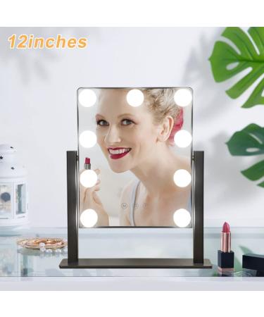 Depuley Hollywood Lighted Vanity Makeup Mirror with 9 Dimmer LED Bulbs - Smart Touch Control, 3 Lighting Modes, 10X Magnification, 360 Rotation (12in, Black) - Buy Online on GoSupps.com