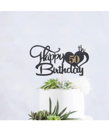 50 Cake Topper for 50th Birthday 50 Birthday Decoration Happy Birthday Toppers for Cakes Personalised Cake Toppers Birthday Black and Gold Cake Topper Birthday Cake Decorations for Birthday Party - Buy Online on GoSupps.com