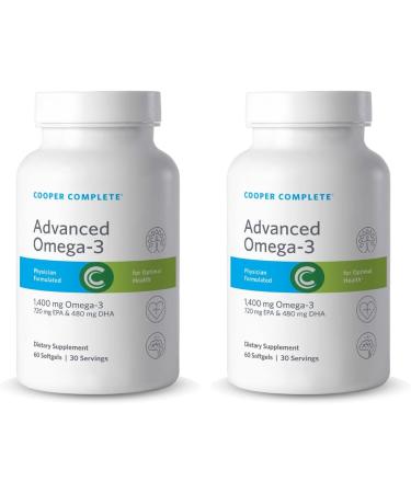 Cooper Complete - Advanced Omega 3 - Fish Oil Supplement, Concentrated EPA + DHA Omega-3 Fatty Acids 1400 mg - 60 Softgels per Bottle. Pack of 2 60 Count (Pack of 2) - Buy Online on GoSupps.com