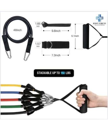 11-Piece Resistance Band Set for Home Workouts | Durable Strength Training & Therapy Bands with Handles Ankle Straps & Door Anchor - Buy Online on GoSupps.com