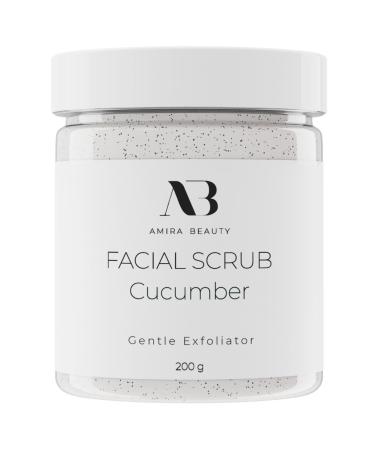 Amira Beauty Cucumber Facial Scrub - Gently Exfoliates Cleanses Removes Dead Skin Blackheads Pores and Acne - Moisturizes Brightens and Softens - For all Skin Types 12 OZ