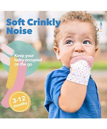 Liname Baby Glove Teething Feasts - BPA Free Washable & Durable - Includes Bonus Teething Ring - Pink - Buy Online on GoSupps.com