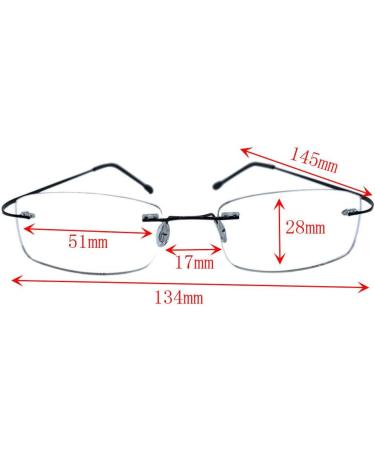 Edgeless Reading Glasses for Men - Meijunter Fashion Retro Lightweight Metal Frame +1.0 to +3.5 - Comfortable Black Lens - Buy Online on GoSupps.com