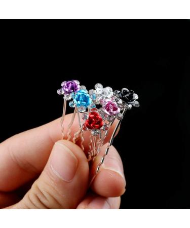 AKOAK 20 Pcs Women Wedding Bridal Crystal Rhinestone Rose Hair Pin Clips - Black - Buy Online on GoSupps.com