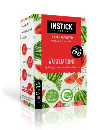 INSTICK | Sugar-free instant drink - watermelon | 1 pack for 12 x 0.5-1 L | vegan low calorie with vitamin C flavored instant drink powder flavor for water