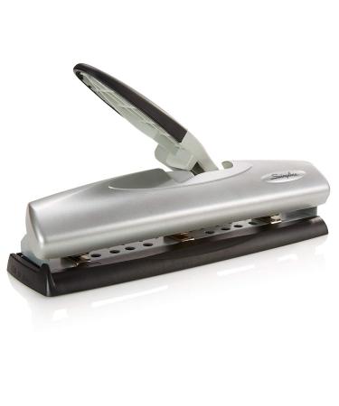 Swingline Desktop Hole Punch  2-7 Holes Adjustable  20 Sheet Capacity  Light Touch Low Effort Paper Punch  Black/Silver (74030) 1 Each 20 Sheet Staples
