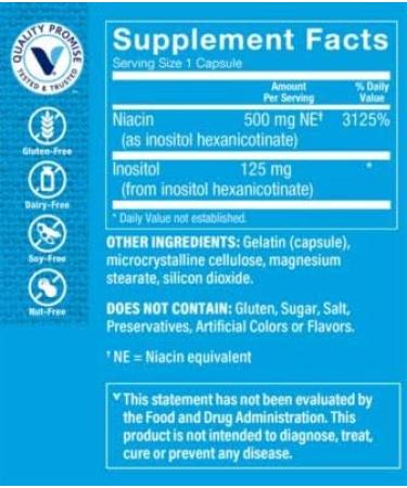 The Vitamin Shoppe No Flush Niacin 500MG - Supports Normal Cholesterol Levels & Energy - 300 Capsules - Buy Online on GoSupps.com