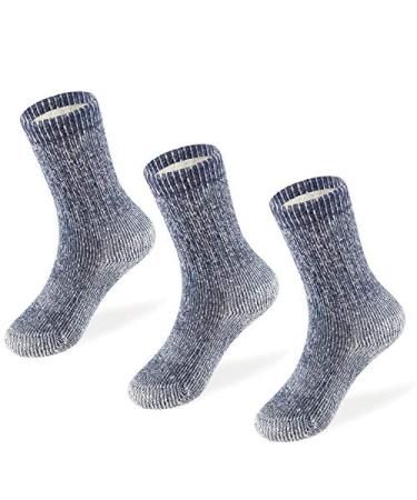 MERIWOOL Merino Wool Kids Hiking Socks for Children 3 Pairs Blue Medium