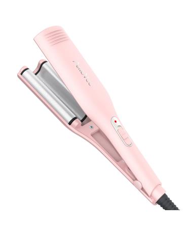 AmoVee Travel Hair Crimper Curling Iron Professional Mini Hair Waver 0.59 Inch Three Barrel Curling Iron Hair Crimper Small Negative Ions Dual Voltage 100-240V