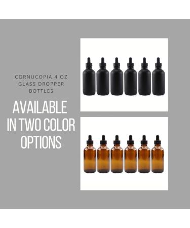 Cornucopia Black Glass Refillable Dropper Bottles - 118 ml Pack of 6 for Essential Oils Cosmetics & Cooking - International Shipping Available - Buy Online on GoSupps.com