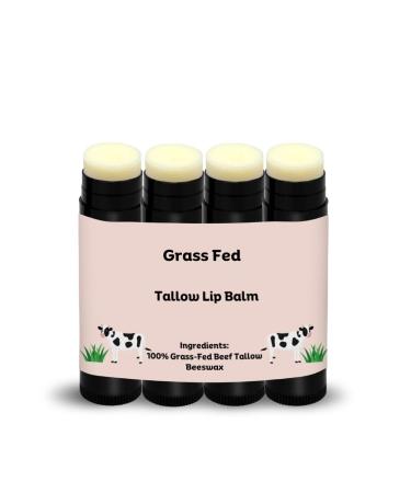 Beef Tallow Lip Balm 100% Grass Fed & Organic Animal Based Skincare Carnivore Beauty Natural Hydrating (4 Pack) Black