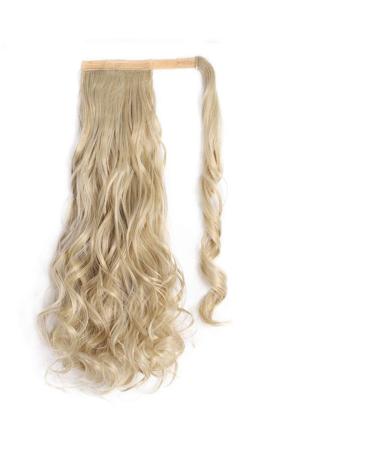 Vibrant Corn Wavy Long Ponytail Synthetic Wig Wrapped In Clip Hair Extension With Brown Ponytail Hair Pieces 22inches 1011-24-613