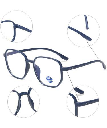 Anti-Blu-ray mobile phone glasses for men and women with irregular polygonal plain face no degree glasses frame (Blue Frame) - Buy Online on GoSupps.com