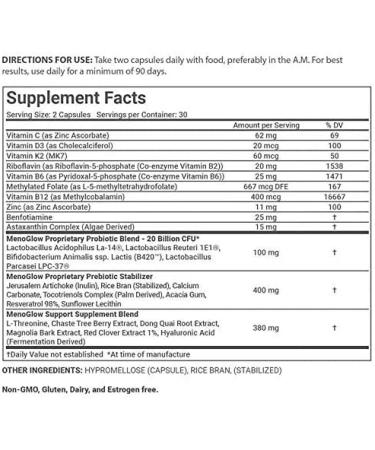 MenoLabs MenoGlow: Menopause Relief Dietary Supplement for Youthful Skin, Hair & Nails | Supports Hot Flashes, Gut Health & More - Buy Online on GoSupps.com