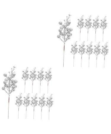 Christmas Decorations 20 Pcs Christmas Imitation Berries Christmas Winter Berries Bunch Xmas Glitter Berry Stems Christmas Tree Artificial Berry Christmas Decor Pine Garl Silverx2pcs 19X5X5CMx2pcs