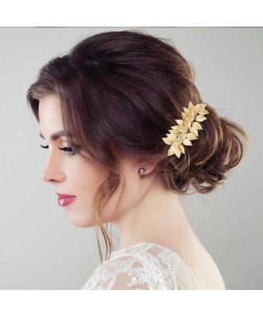 Gold Flower Leaf Hair Combs, Pearl Pins, Rhinestone Barrettes - 36 Pack Set for Wedding & Prom Hairstyles - Buy Online on GoSupps.com