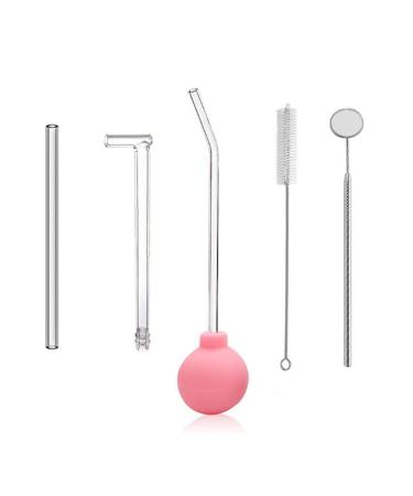 Oral care tonsil stone remover dental stone removal arc bend right angle transparent glass tube manual Pink