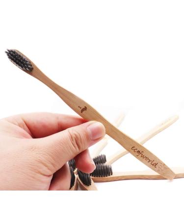 ECOFWORLD Soft Charcoal Bamboo Toothbrush - USDA Certified Organic, BPA Free, Biodegradable - 5 Pack - Buy Online on GoSupps.com