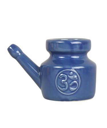 SKORDO 350Ml Ceramic Neti Pot Nose Cleaning Pot Durable Leakproof Spout Pot for Nasal Rinsing Nose Washing Men Women Blue