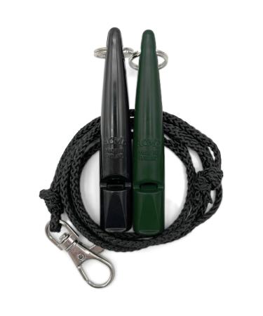 Acme dog whistle No.211.5 with pipe band |In a double pack |2 pipes including 2 ligaments |Ideal for the recall - loud and extensive (Black + Forest Green)