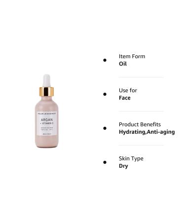 Pearlessence Argan & Vitamin E Facial Oil - Hydrating & Balancing Formula for Revived Skin | Made in USA, Cruelty-Free & Paraben-Free | 1.8 Fl Oz - Buy Online on GoSupps.com