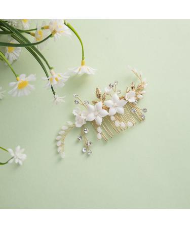 minkissy Flower Hair Side Comb Hair Side Comb Wedding Bride Hairpin Flower Hair Accessory Hair Decoration for Women Ladies