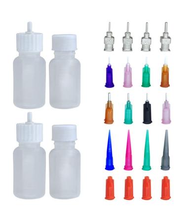 4PCS Kenzy Temporary Tattoo Kit Applicator Bottles,Multi Purpose Precision Applicator with 16 Blunt Tips Needles 4 Blocking Caps for Tattoo Cone Paste Body Art Paint DIY Project