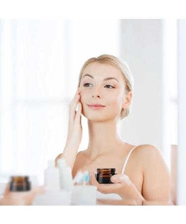 Jinsion 10 Pack Amber Cream Containers - 20ml Glass Ointment Jars with Lids for Cosmetics Lotions Powders & Mini Candles - Ideal for Travel & DIY Projects - Buy Online on GoSupps.com