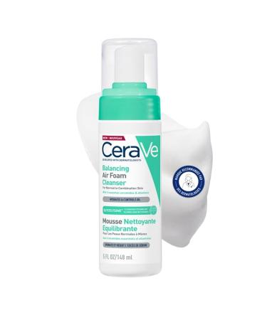 CeraVe - Mousse Nettoyante Equilibrante - Hydrate & Elimine l'Exc s de S bum - Glycolysine C ramides & Allanto ne - Peaux Normales Mixtes - 148ml