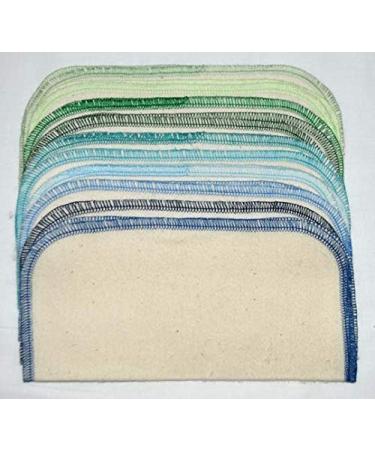 Organic 1 Ply Flannel Baby Wipes Set of 10 - 8x8 Inches (Blues/Greens) - Buy Online on GoSupps.com