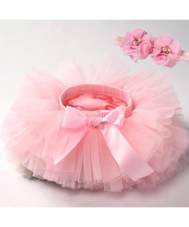 PythJooh Baby Girl Tutu Bloomers Set | Ruffle Pettiskirt with Headband | Photo Props for Newborns to Toddlers | Pink (6-12 Months) - Buy Online on GoSupps.com