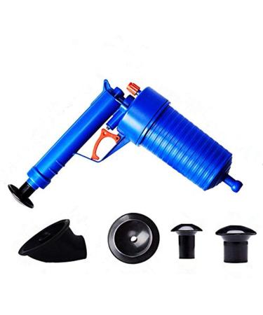 Air Drain Blaster Cleaner Sewer Pipe Dredging Device Pneumatic Type Toilet Kitchen Floor Drain Blaster with Four Plugs Blue