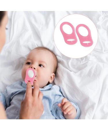 Lmyzcbzl Silicone Dummy Clips Adapter - 2 Pcs Pink Button Ring Pacifier Clip Adapter - Buy Online on GoSupps.com