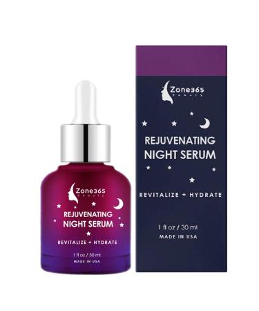 Zone - 365 Advanced Night Facial Serum for Skin Care with Hyaluronic Acid Vitamin E and Witch Hazel. 1fl oz to Reduce Wrinkles and Imperfections