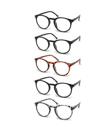 Vecien reading glasses 3 Stuecke springs hinge glasses matte finish for crystal glasses give you ultra-clear view spring hinges sample design for men and women 5 stuecke (with blue light filter) 4.0 diopters