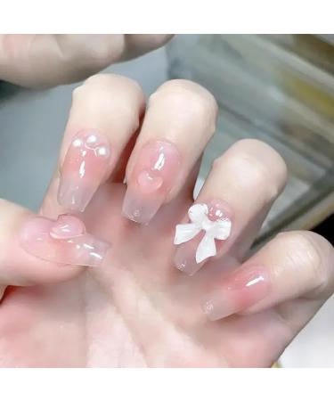 Cute Pink Sweet Princess Removable Handmade Wear Nail Art Vitality Girl Short Fake Nails Blush Bow Nail Patch (Color : XS) - Buy Online on GoSupps.com