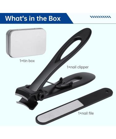 Kapmore Wide Jaw Nail Clipper for Thick Nails - 0.6 Ultra-Wide Opening Heavy-Duty Stainless Steel Toenail Cutter with Nail File Large Fingernail Trimmer in a Tin Box for Men and Women - Buy Online on GoSupps.com