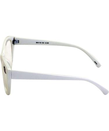 Oversize Women Reading Glasses | Magnified Cateye Vintage Jackie Oval | Clear Lens White 1.5x - Buy Online on GoSupps.com