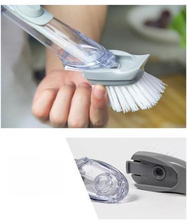 Soap Dispensing Dish Brush Kitchen Brush Set Automatic Liquid Filling Long Handle Brush with 2 Cleaning Sponges and 1 Dish Brush (Gray) - Buy Online on GoSupps.com