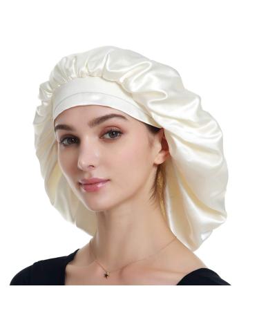 Alnorm Extra Large Satin Sleep Cap - Double Layer White | One Size for Ultimate Comfort - Buy Online on GoSupps.com