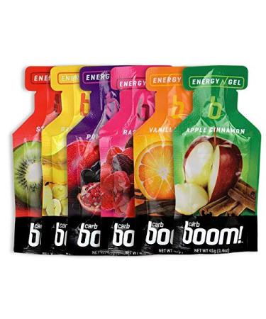 Boom Nutrition - Carb Boom Energy Gel - Fruit-Flavored Energy Gels - Workout Gel - Energy Gel for Cycling - Running Gel - Natural Energy Gel - Variety 6 Flavors (4 Each) - 24 Pack 1.4 Ounce (Pack of 24) Variety