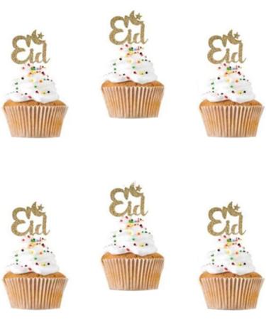 Eid Mubarak Cupcake Topper sticks glitter Eid decoractions the pascel - Buy Online on GoSupps.com