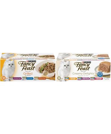 Fancy Feast Wet Cat Food Grilled Variety + Creamy Delights Variety Packs (24 Cans)