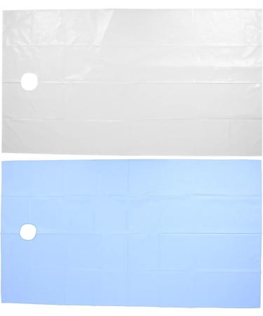 Ververt Touch Treatment Tablecloth - Breathable Oil-Resistant Beauty Salon Bed Linen | Waterproof Massage Cover with Face Hole | Perfect for Wellness Studios - White-Blue - Buy Online on GoSupps.com