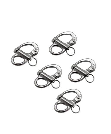 Ayunwei 35mm(1-3/8 inch)/52mm(2.04 inch) Fixed Snap Shackles 316 Stainless Steel Bail Snap Shackles with Quick Release Pin for Bracelet and Boat of 5 Pcs